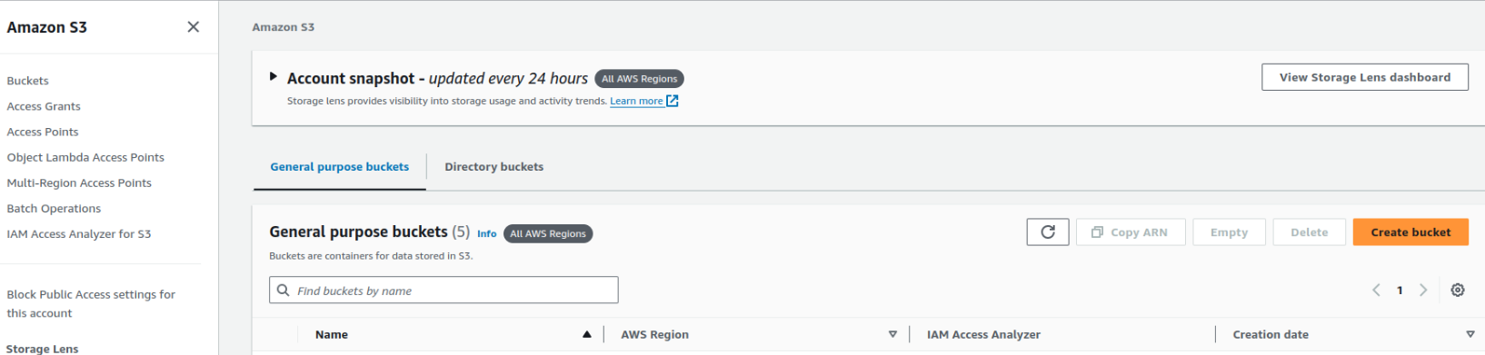 how to Create bucket in AWS