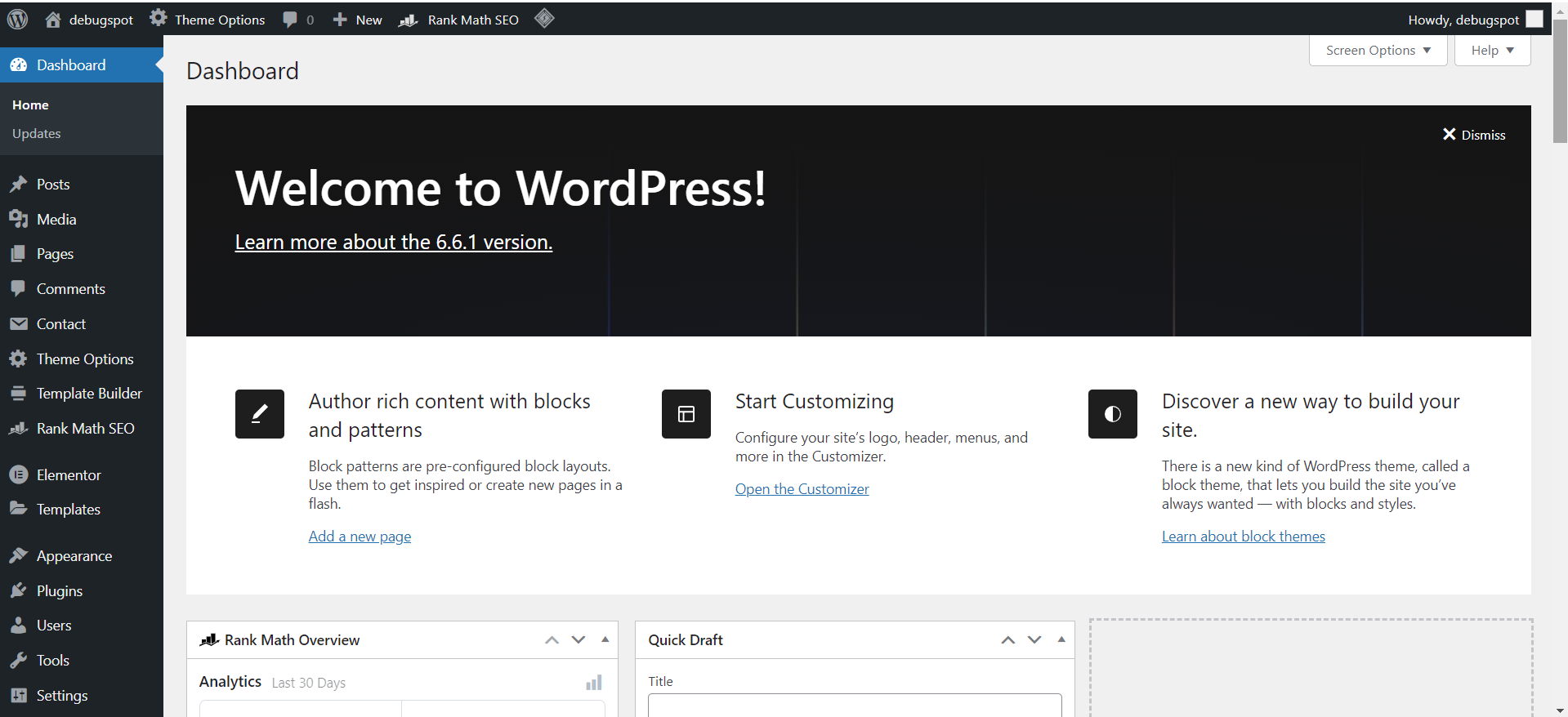 Wordpress Dashbord