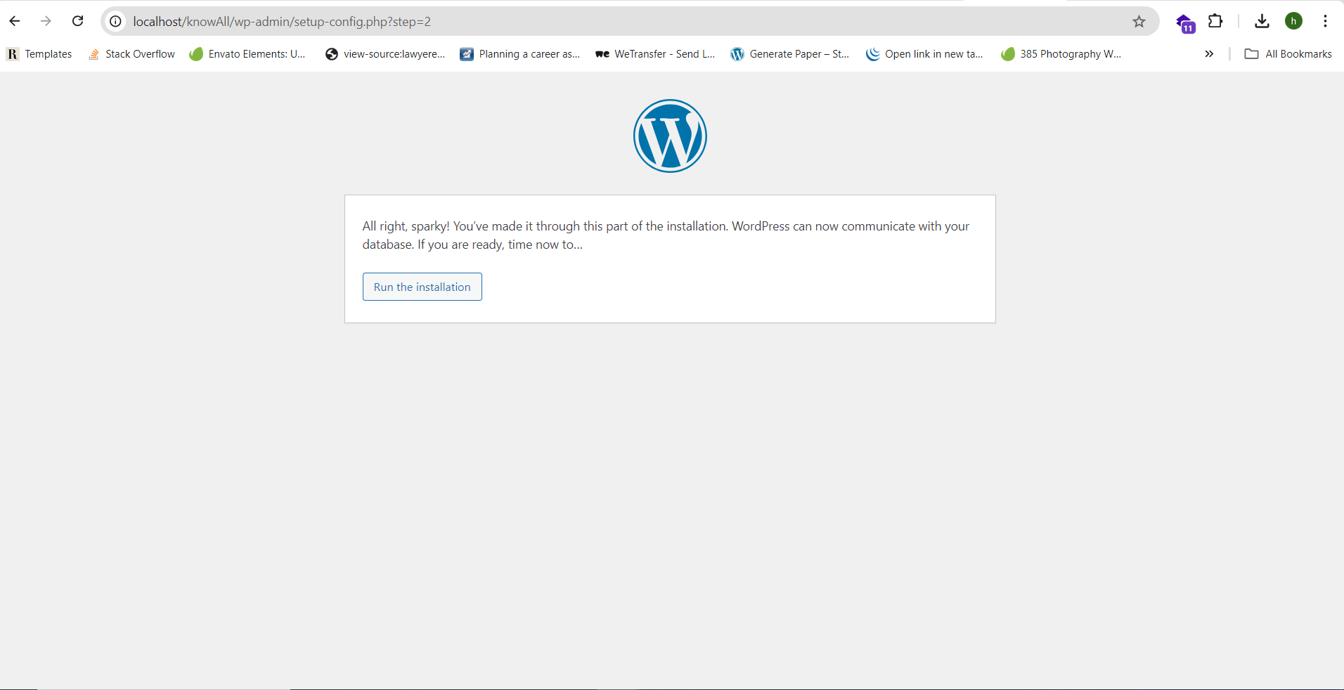 install wordpress Setup Config