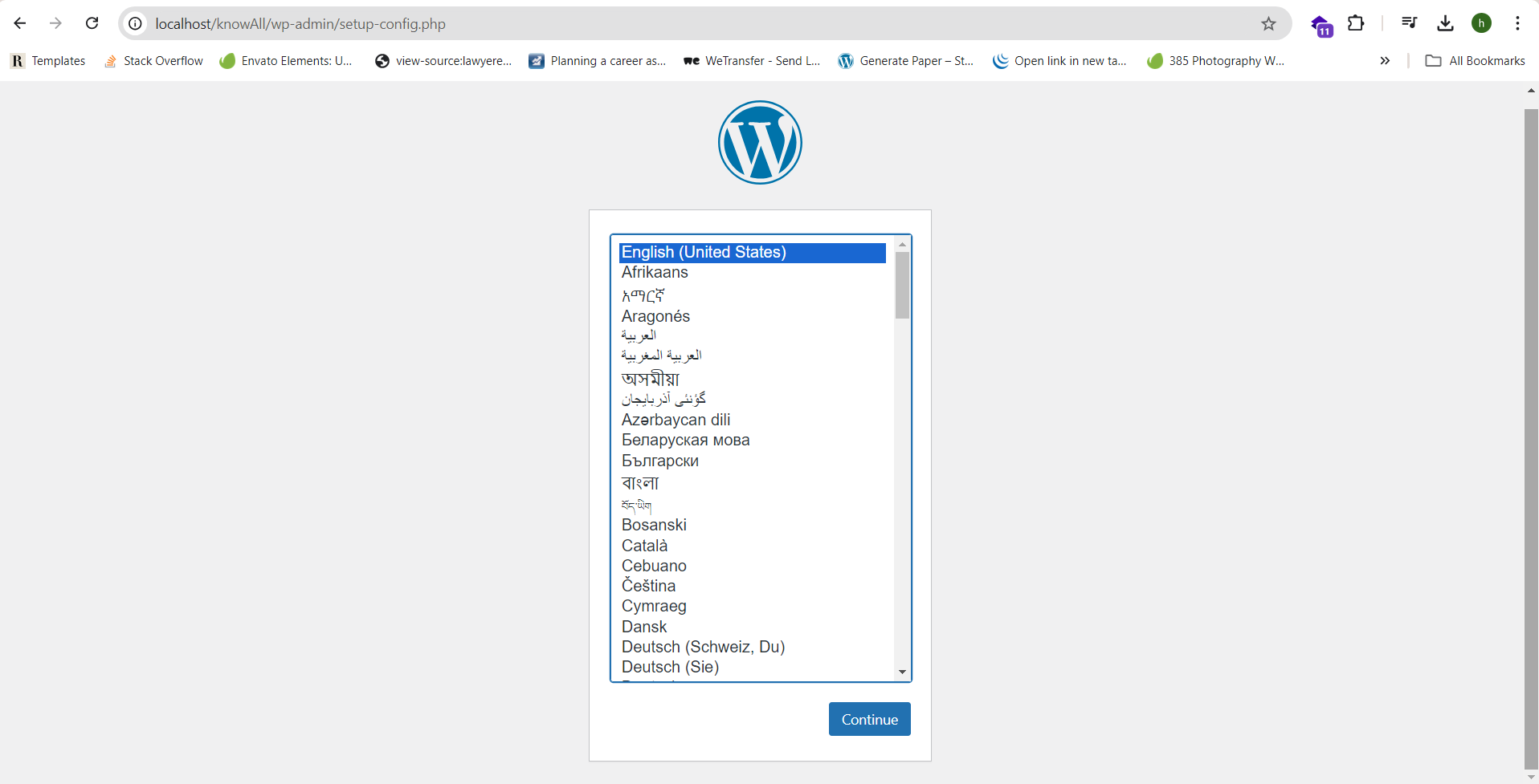 install wordpress Setup Config